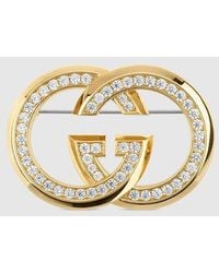 Gucci - Interlocking Crystal Brooch - Lyst
