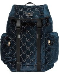 Gucci Mittelgroßer Rucksack aus Samt - Blau