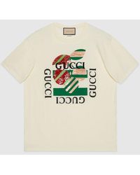 Gucci - T-Shirt Aus Baumwolljersey Mit Print - Lyst