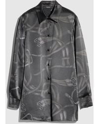Gucci - Printed Silk Satin Shirt - Lyst