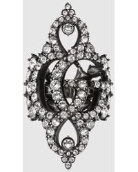 Gucci - Gg Marmont Crystal Wide Ring - Lyst