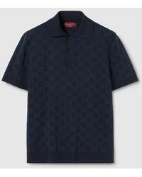 Gucci - Gg Cotton Silk Jacquard Polo Shirt - Lyst