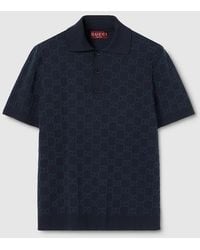 Gucci - Gg Cotton Silk Jacquard Polo Shirt - Lyst