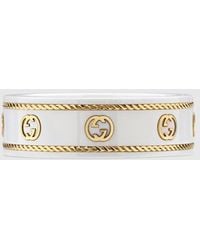 Gucci - Icon Ring With Yellow Gold Interlocking G - Lyst