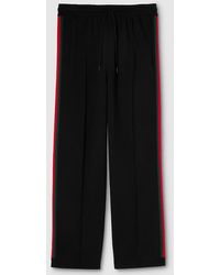 Gucci - Pantalon Décontracté En Laine Tricotée Et Soie Avec Bande Web, Taille - Lyst