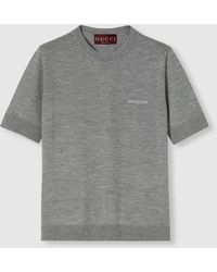 Gucci - インターシャ カシミアシルク トップ, グレー, ウェア - Lyst