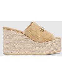 Gucci - Platform Espadrille With Horsebit, Suede - Lyst