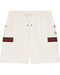 Gucci X The North Face Web Print Shorts Beige da Uomo di GUCCI