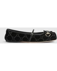 Gucci - Bailarina Horsebit Gg Cristales Mujer, Talla - Lyst