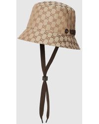 Gucci - Gg Canvas Bucket Hat With Tie, Original Gg Fabric - Lyst