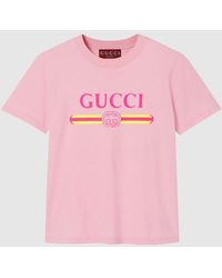 Gucci - Cotton Jersey T-Shirt With Logo Print - Lyst