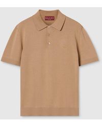 Gucci - Silk Cotton Polo Shirt With Embroidery - Lyst