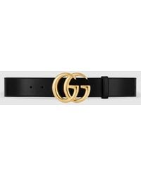Gucci - Cintura GG Marmont In Pelle Con Fibbia Lucida - Lyst