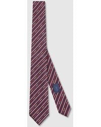 Gucci - Striped Horsebit Silk Jacquard Tie - Lyst