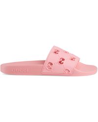 Gucci Bee Rubber Slides - Pink