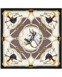 Gucci - Equestrian Print Silk Scarf - Lyst