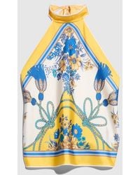 Gucci - Printed Silk Twill Top - Lyst