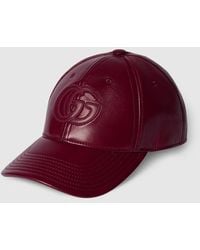 Gucci - Leather Baseball Hat With Double G - Lyst