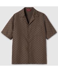 Gucci - Gg Canvas Linen Blend Bowling Shirt - Lyst