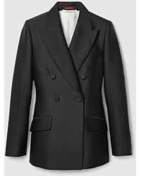Gucci - ウールシルク ダブルブレスト ジャケット, ブラック, ウェア - Lyst
