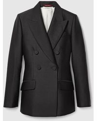 Gucci - Double-breasted Wool Silk Jacket - Lyst