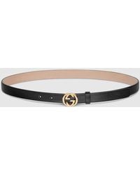 Gucci - Thin Belt With Interlocking G Buckle, Size 100 - Lyst