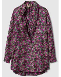 Gucci - Floral Print Silk Shirt And Bra Set - Lyst