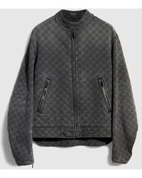 Gucci - Gg Cotton Denim Jacquard Zip Jacket - Lyst