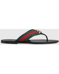 Gucci - Thong Sandal With Web - Lyst