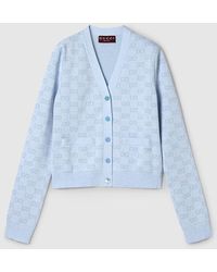 Gucci - Fine Cotton Gg Jacquard Cardigan - Lyst