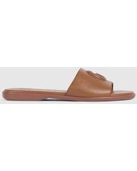 Gucci - Slide Sandal With Double G, Leather - Lyst