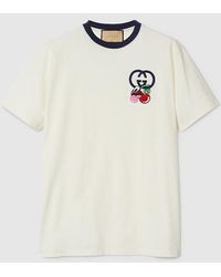 Gucci - T-shirt In Jersey Di Cotone Con Patch - Lyst
