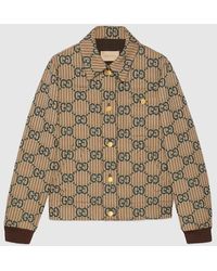 Gucci - Monogram-pattern Collar Wool Jacket - Lyst