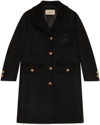 Gucci - Double G Embroidery Wool Coat - Lyst