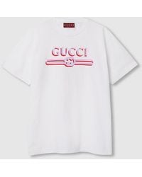 Gucci - T-Shirt Aus Baumwolljersey Mit Print, Größe - Lyst