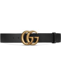 Gucci Double G Buckle Leather Belt - Black