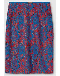 Gucci - Floral Lace Wool Skirt - Lyst