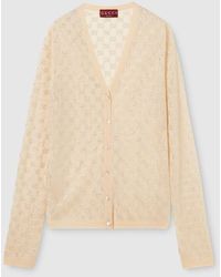 Gucci - Fine Silk Cardigan With Gg Crystals - Lyst