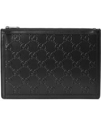 Gucci GG Embossed Pouch - Black