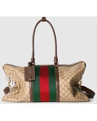 Gucci - Medium Gg Duffle Bag With Web, Original Gg Fabric - Lyst