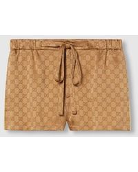 Gucci - Ggサテン ショートパンツ, ブラウン, ウェア - Lyst