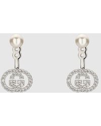 Gucci - Pearl And Crystal Ear Jacket Earrings - Lyst