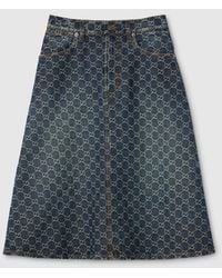 Gucci - Gg Cotton Denim Jacquard Skirt, Size 40 It, Ready-To-Wear - Lyst