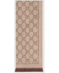 Gucci - GGパターンウィンタースカーフ, ベージュ, ウール - Lyst