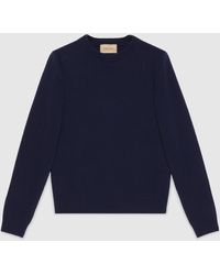 Gucci - パッチ ウール セーター, ブルー, ウェア - Lyst