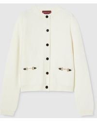 Gucci - Wool Cashmere Cardigan With Horsebit - Lyst