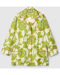 Gucci - Floral Print Silk Twill Shirt - Lyst