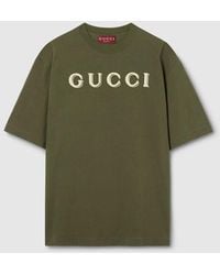 Gucci - Camiseta De Punto De Algodón Con Bordado, Talla - Lyst