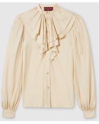 Gucci - Silk Twill Shirt With Ruffle Trim - Lyst