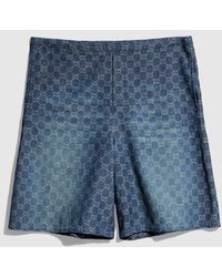 Gucci - Gg Chambray Cotton Denim Shorts, Size 44 It, Ready-To-Wear - Lyst